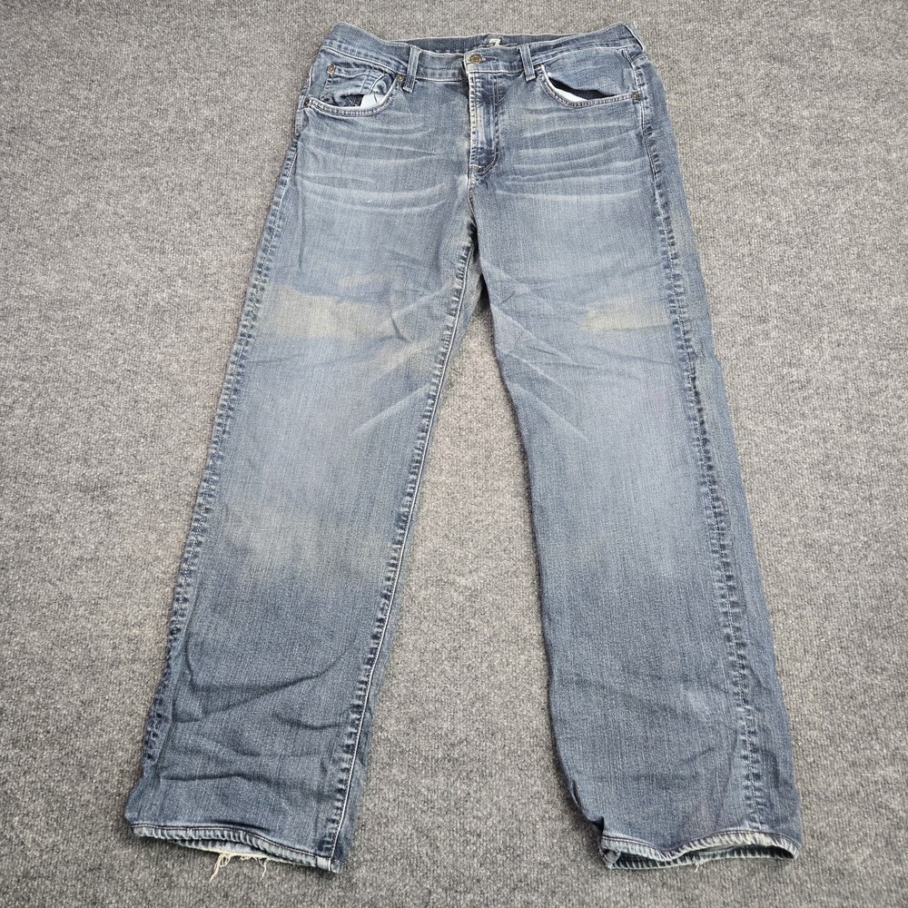 7 For All Mankind Relaxed Jeans Mens 36 (35x31) Medium Blue Wash Straight Leg